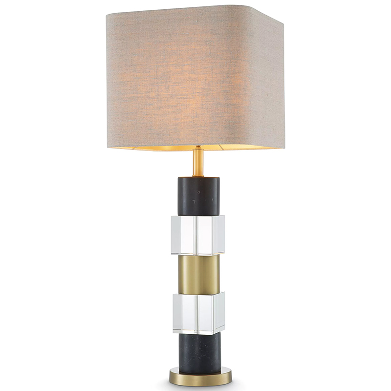 Настольная лампа Eichholtz Table Lamp Black Marble Черный Латунь Прозрачное Стекло Бежево-серый в Сочи | Loft Concept 