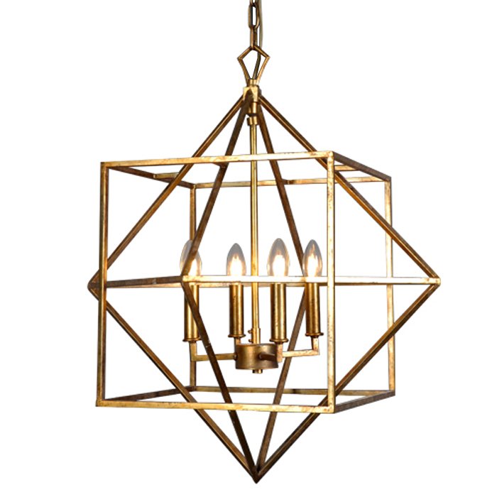 Подвесной светильник CUBIST Chandelier Gold 4 bulbs Золотой в Сочи | Loft Concept 