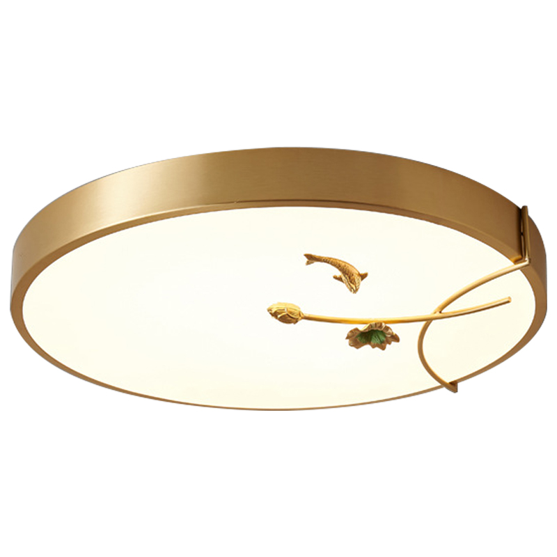 Круглый потолочный светильник Gold Fish Round Ceiling Lamp Золотой Золотой Белый Зеленый в Сочи | Loft Concept 