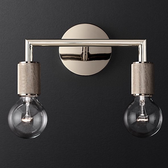 Бра RH Utilitaire Double Sconce Silver Никель в Сочи | Loft Concept 