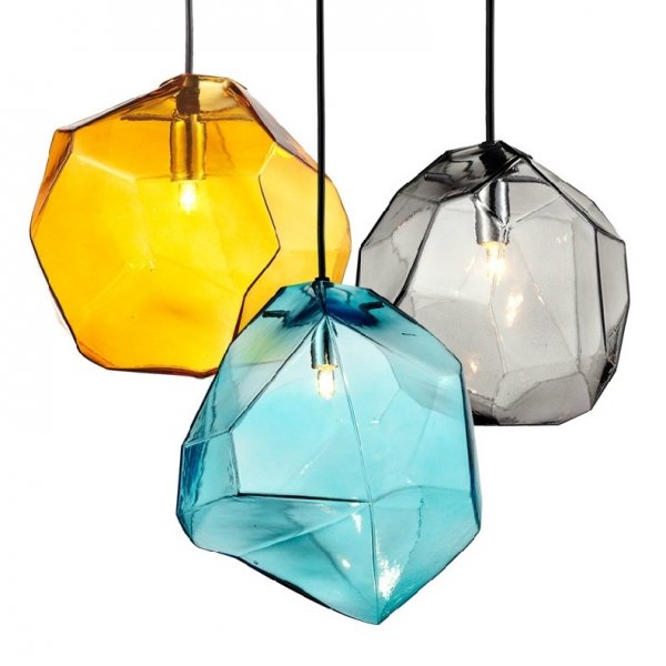 Подвесной светильник Color Ice Cube Pendant Янтарь (Amber) Светло-голубой Серый (Gray) в Сочи | Loft Concept 