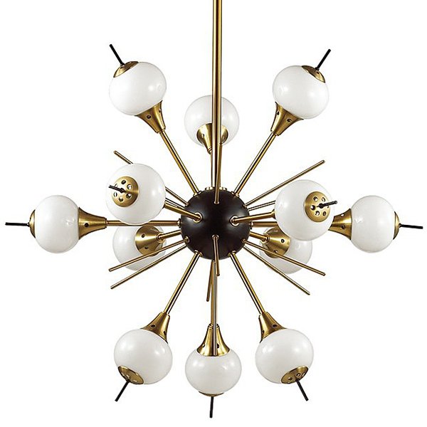 White Glass Globes Sputnik Chandelier Бронза Белый в Сочи | Loft Concept 