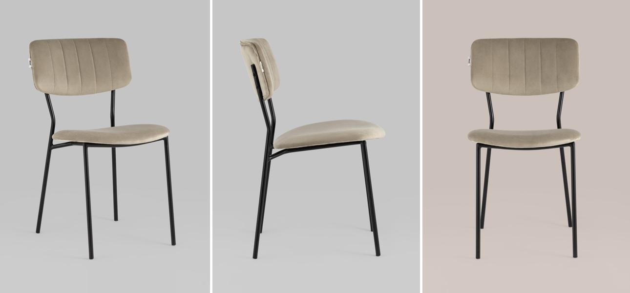 Стул Singer Chair без подлокотника Бежевый Велюр - фото