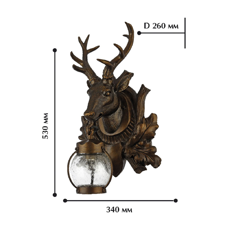 Темно-коричневый уличный светильник с головой оленя ANIMAL LANTERN в Сочи