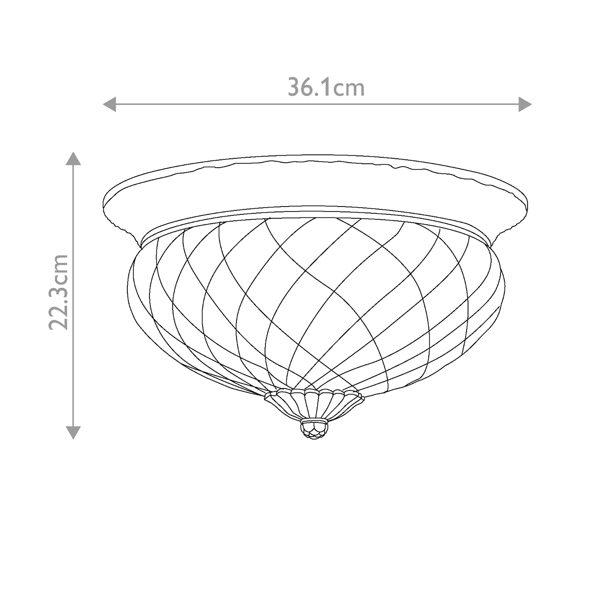 Потолочный светильник цвета латунь с прозрачным рифленым плафоном в форме чаши Hinkley в Сочи