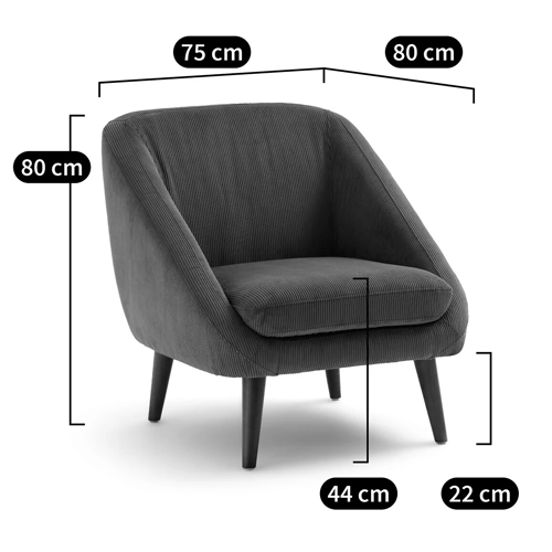 Кресло серое Pauley Grey Armchair в Сочи