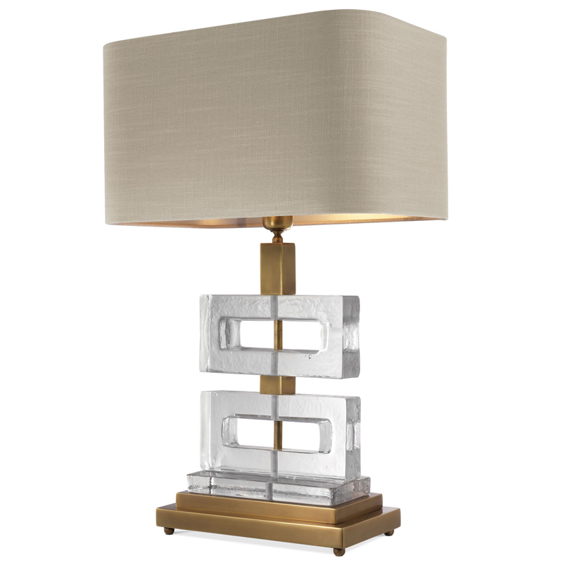 Настольная лампа Eichholtz Table Lamp Umbria Brass Прозрачный Винтажная латунь Бежево-серый в Сочи | Loft Concept 