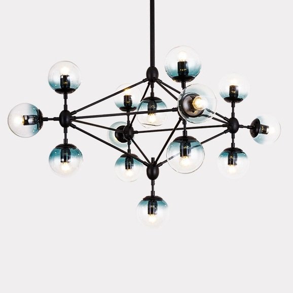 Люстра Modo Chandelier Globes Blue Ambre Black Черный в Сочи | Loft Concept 