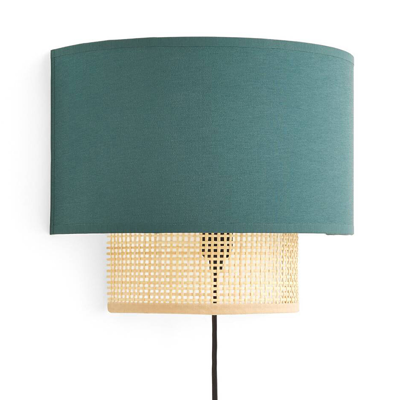 Бра Ottar Wicker Turquoise lampshade Бежевый Бирюзовый в Сочи | Loft Concept 