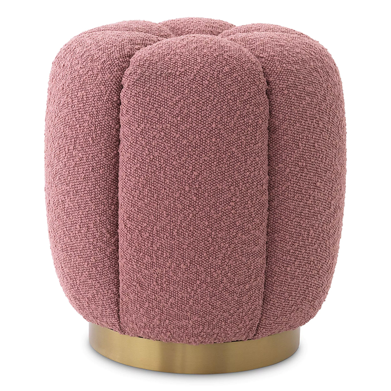 Пуф Eichholtz Stool Orchanic Boucle Rose Дымчатая Роза Латунь в Сочи | Loft Concept 