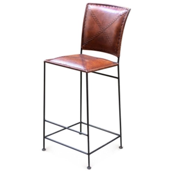 Барный стул Loft Bar stool leather brown Коричневый винтаж Черный в Сочи | Loft Concept 