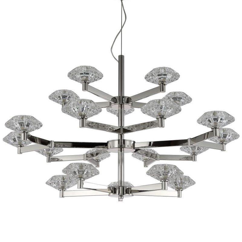 Люстра Yerker Chandelier Nickel 20 Никель Прозрачный в Сочи | Loft Concept 