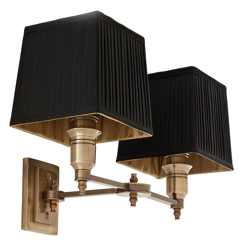 Бра Wall Lamp Lexington Double Brass+Black Латунь Античная полированная Черный в Сочи | Loft Concept 