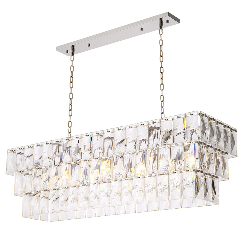 Люстра Eichholtz Chandelier Amazone Rectangular Silver Серебряный Прозрачное Стекло в Сочи | Loft Concept 