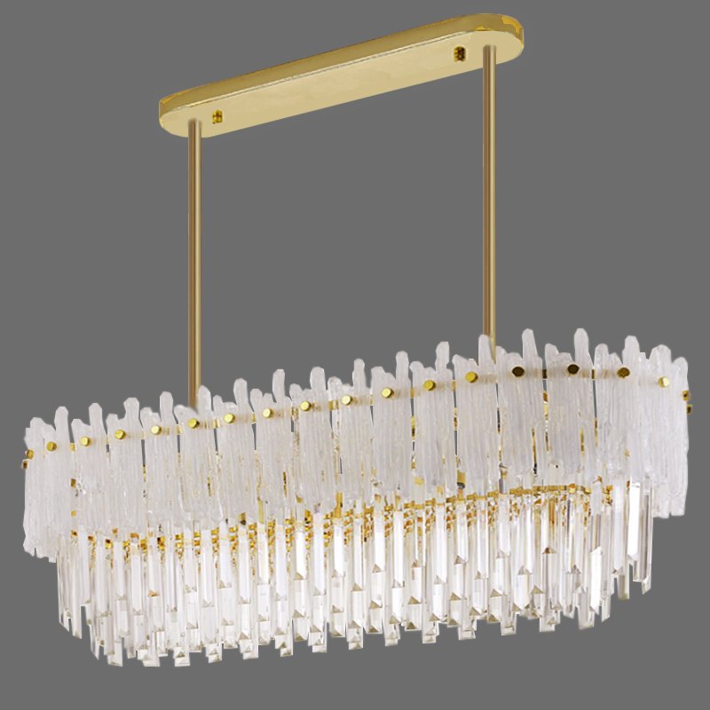 Люстра Murano Glass ICE Chandelier Rectangle Золотой Белый Прозрачное Стекло в Сочи | Loft Concept 