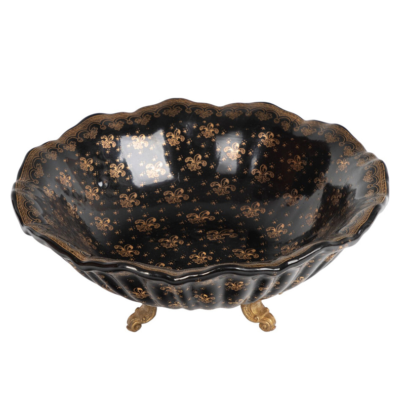 Блюдо черного цвета из фрафора на бронзовых ножках Eden Garden porcelain and bronze Черный Бронза Блюдо черного цвета из фрафора на бронзовых ножках Eden Garden porcelain and bronze Черный Бронза в Сочи | Loft Concept