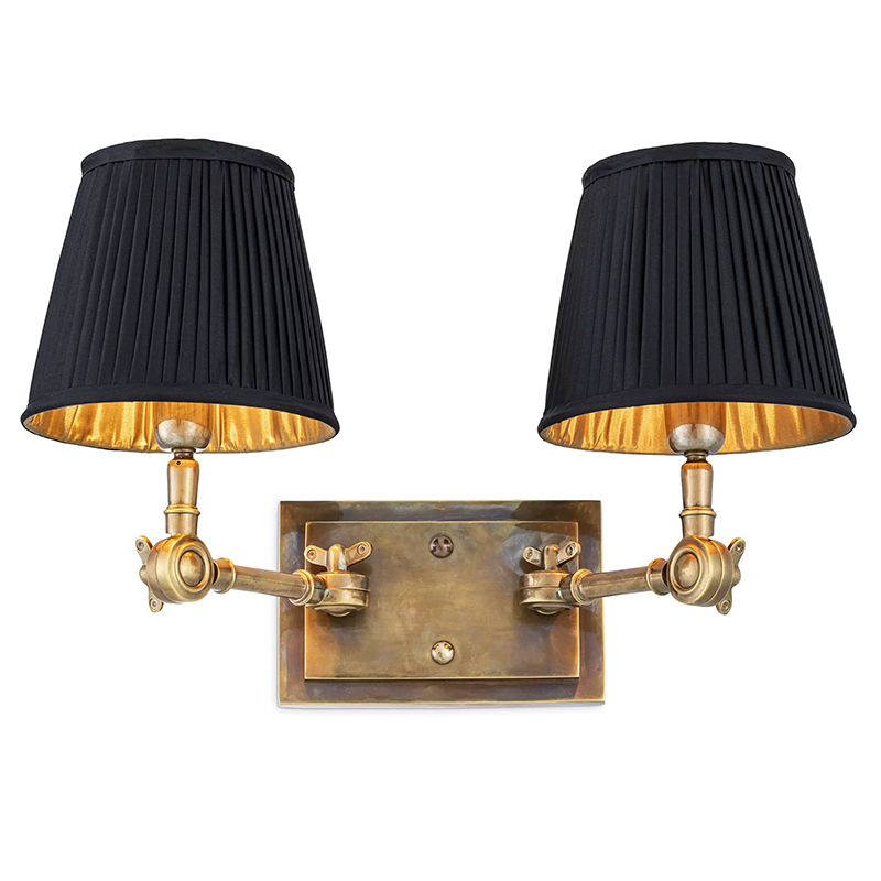 Бра Eichholtz Wall Lamp Wentworth Double Brass Винтажная латунь Черный в Сочи | Loft Concept 