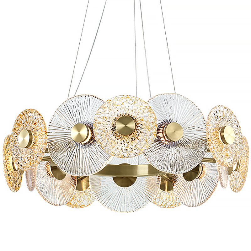 Люстра Clear and Amber Discs Chandelier Латунь Прозрачный Янтарь (Amber) в Сочи | Loft Concept 