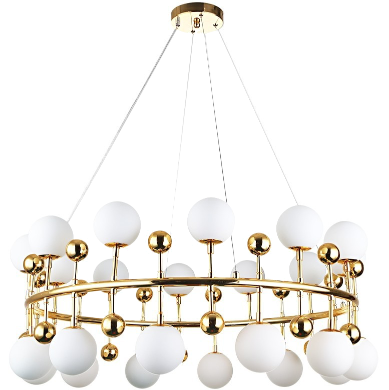 Люстра Milk Bubble Ring Chandelier Глянцевое золото Белый в Сочи | Loft Concept 