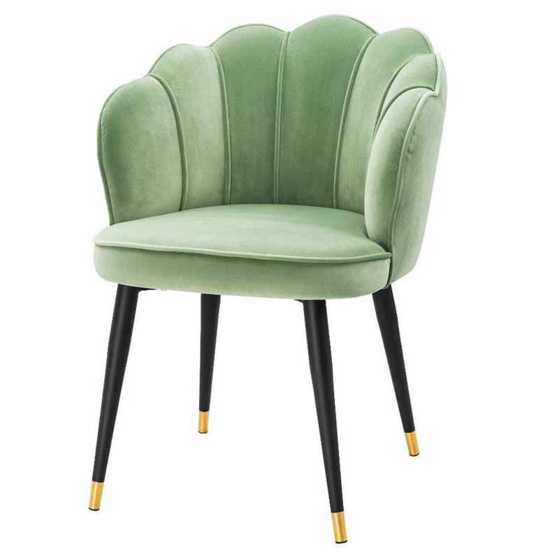 Стул Eichholtz Dining Chair Bristol pistache green Зеленый шалфей Черный Латунь в Сочи | Loft Concept 