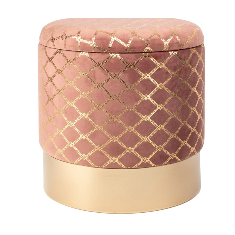 Пуф PUF Upholstery Gold Mesh розовый Розовый (Rose) Золотой в Сочи | Loft Concept 