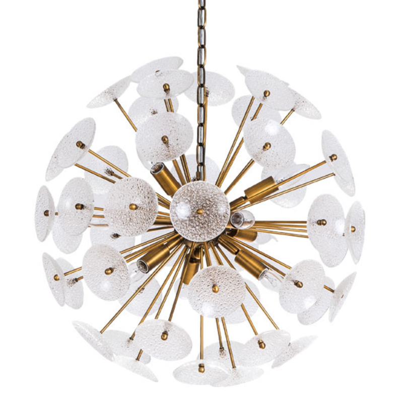 Люстра Sputnik Textured Glass White Chandelier Золотой Белый в Сочи | Loft Concept 