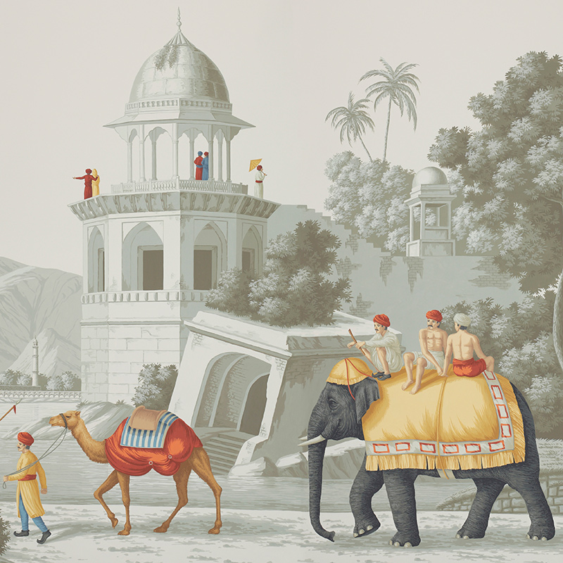 Обои ручная роспись Early Views of India Paille on Crystal Grey scenic paper Обои ручная роспись Early Views of India Paille on Crystal Grey scenic paper в Сочи | Loft Concept