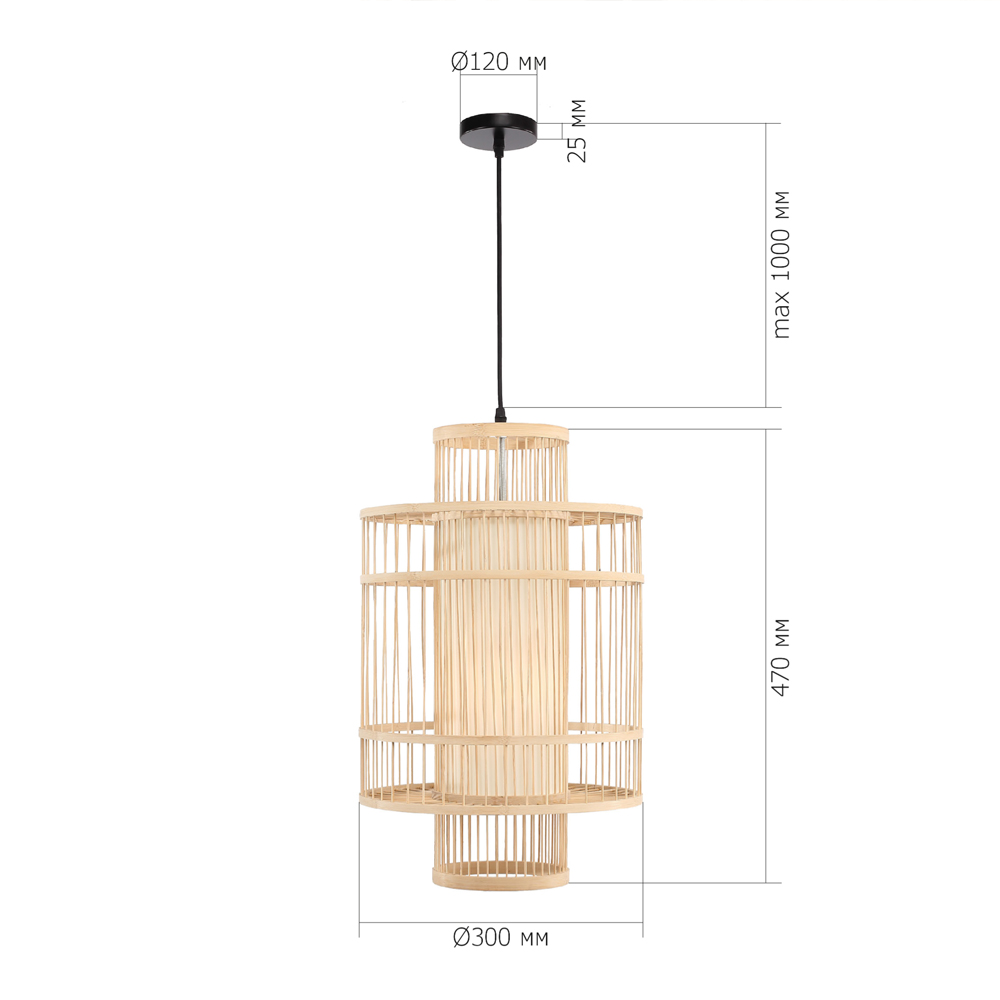 Подвесной светильник из деревянных прутьев с плафоном из натуральной ткани Light Inside the Cell в Сочи