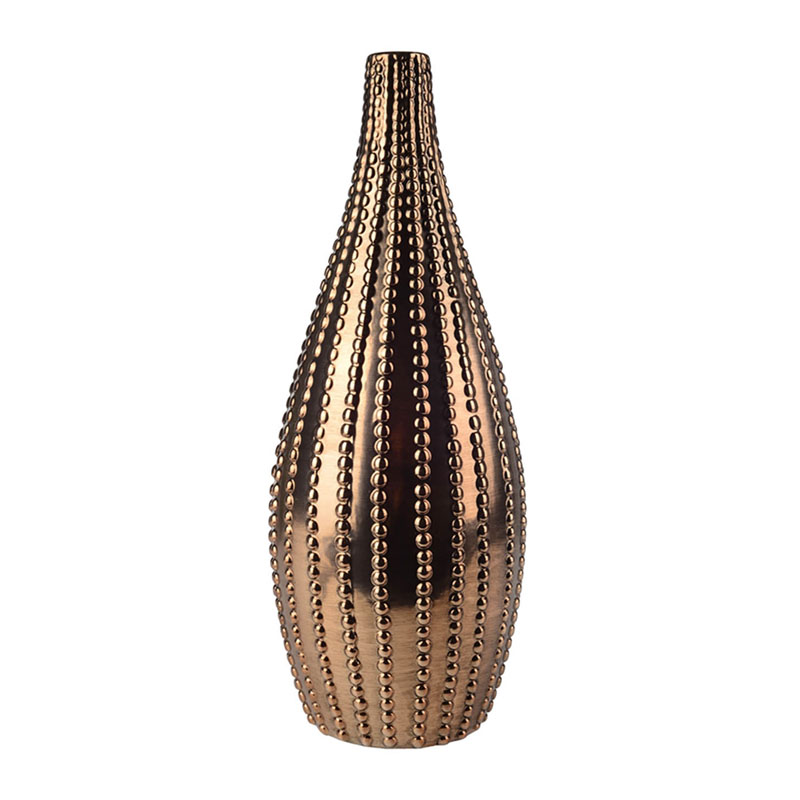 Ваза Ribbed Vase Narrow Throat bronze-gold 38  в Сочи | Loft Concept 