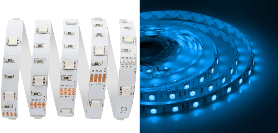 Комплект светодиодной ленты 7,2W/m 30LED/m 3528SMD разноцветный 5M - фото №1