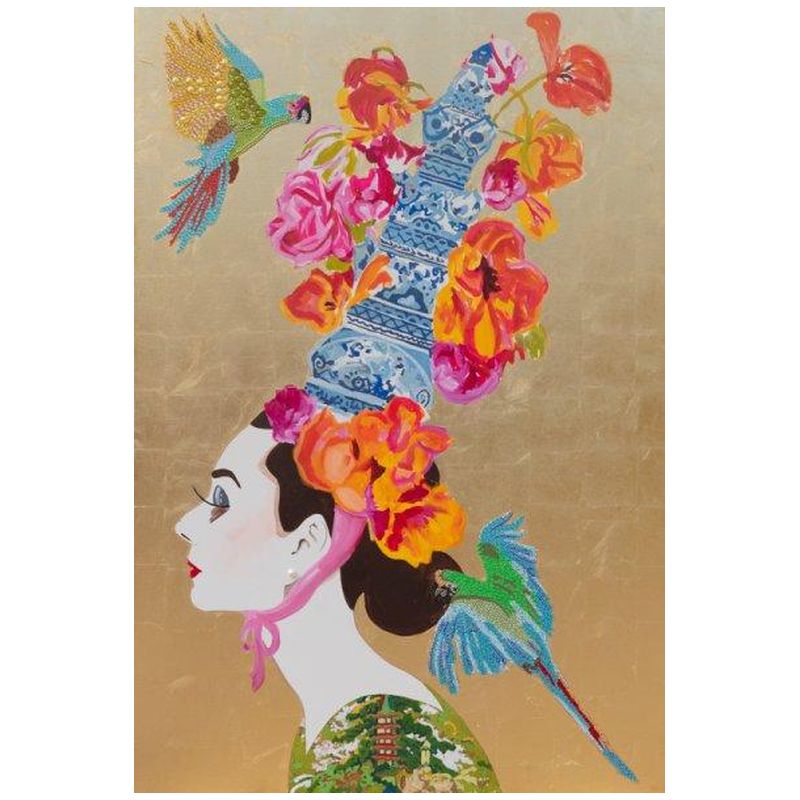 Картина “Audrey with Ming Pagoda Headdress and Parrots” Мульти в Сочи | Loft Concept 