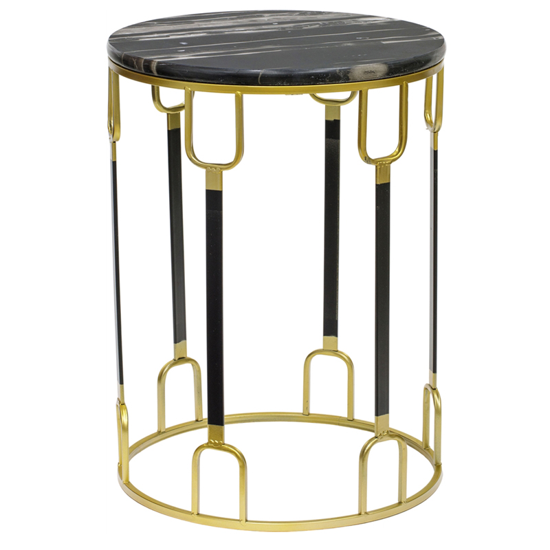 Приставной стол Dorius Side Table black marble high Латунь Черный Черный Мрамор Nero в Сочи | Loft Concept 