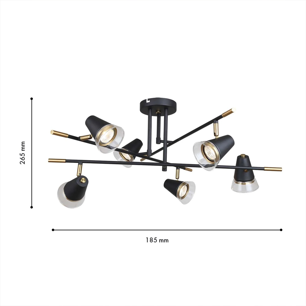 Потолочный светильник с конусообразными плафонами с контрастным сочетанием бронзы и глубоким черным цветом Aurika в Сочи
