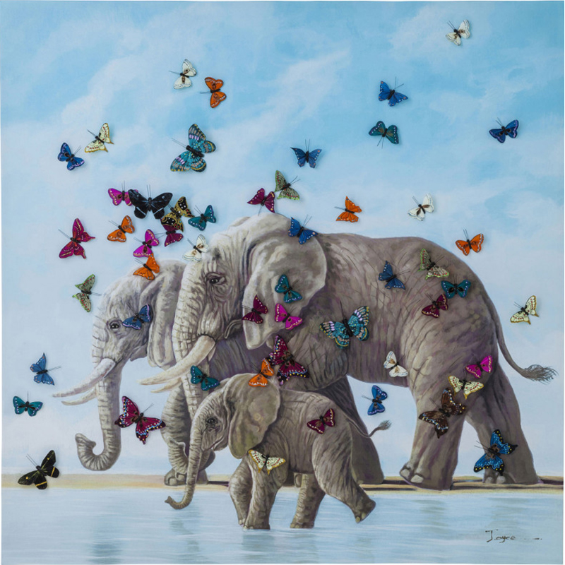 Картина Elephants with Butterflies painting  Мульти в Сочи | Loft Concept 