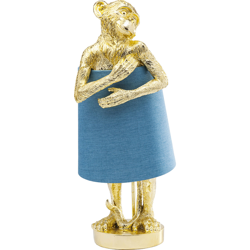 Настольная лампа Golden Monkey Hugging Lampshade Золотой Светло-синий в Сочи | Loft Concept 