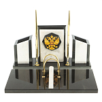 Настольный письменный набор из мрамора и змеевика с гербом России Marble Accessory варинант исполнения - 1 | Loft Concept в Сочи
