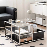 Дизайнерский журнальный стол квадратный с полками Akydy варинант исполнения - 3 | Loft Concept в Сочи