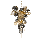 Люстра подвесная вытянутой формы с плафонами из стекла и металла с двумя вертикальными подвесками Gilded Mirage  варинант исполнения - 1 | Loft Concept в Сочи