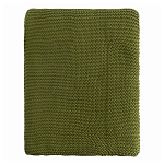 Плед из хлопка жемчужной вязки оливкового цвета Waffle Comfort варинант исполнения - 4 | Loft Concept в Сочи