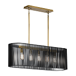 Люстра подвесная овальной формы с металлическим решетчатым абажуром матово-черного цвета и 5 лампами Kichler варинант исполнения - 2 | Loft Concept в Сочи