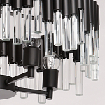 Люстра круглая из матового черного металла с подвесками из прозрачных стеклянных трубок Noir Tubes варинант исполнения - 5 | Loft Concept в Сочи