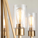 Люстра цвета латунь с 5-ю цилиндрическими плафонами из прозрачного пузырчатого стекла Kichler варинант исполнения - 4 | Loft Concept в Сочи