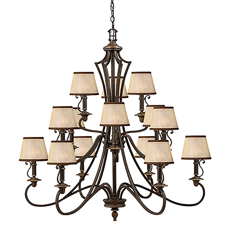 Люстра бронзового цвета с бежевыми абажурами из органзы в классическом стиле Hinkley Бронза Бежевый в Сочи | Loft Concept 