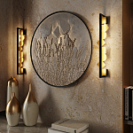 Бра вертикальное черного цвета с золотыми кругами и квадратами Gravyura варинант исполнения - 6 | Loft Concept в Сочи