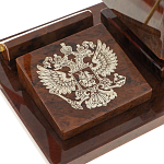 Настольный письменный набор с часами в виде пирамиды из природного камня обсидиана Pyramid of Time варинант исполнения - 3 | Loft Concept в Сочи