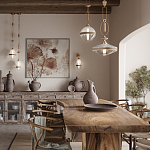 Подвесной светильник с прямоугольными и овальными элементами и акцентом из натурального камня Tectona  варинант исполнения - 7 | Loft Concept в Сочи