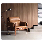 Кресло с деревянным каркасом и обивкой из натуральной кожи Medieval Furniture варинант исполнения - 3 | Loft Concept в Сочи