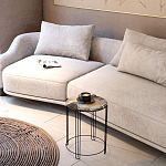 Стол журнальный круглый со столешницей из стекла Gold and Black Marble варинант исполнения - 5 | Loft Concept в Сочи