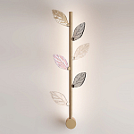 Бра с золотистой вертикальной трубкой и декоративными прозрачными листьями из стекла Sylva  варинант исполнения - 2 | Loft Concept в Сочи