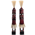 Комплект из 2-х деревянных статуэток Asmat Straw Headdress Statuettes Red варинант исполнения - 5 | Loft Concept в Сочи